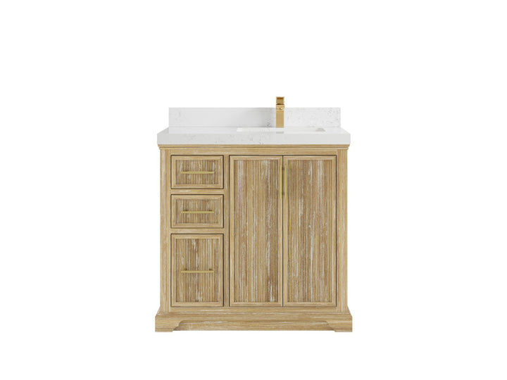 Alys Teak Wood 36 in. W x 22 in. D Right Offset Sink Bathroom Vanity - photo 17