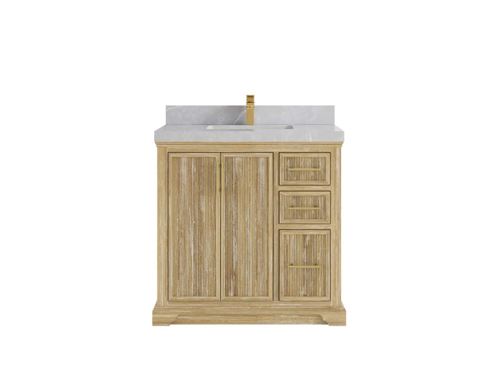 Alys Teak Wood 36 in. W x 22 in. D Center Sink Bathroom Vanity - photo 18