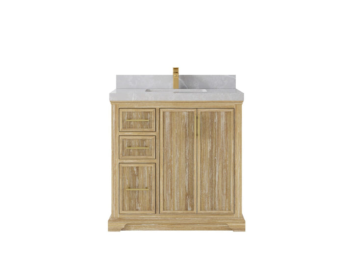 Alys Teak Wood 36 in. W x 22 in. D Center Sink Bathroom Vanity - photo 18