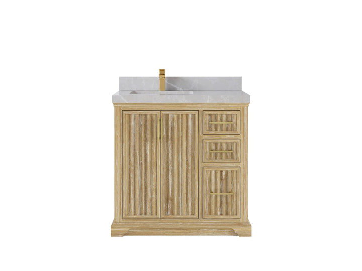 Alys Teak Wood 36 in. W x 22 in. D Left Offset Sink Bathroom Vanity - photo 18