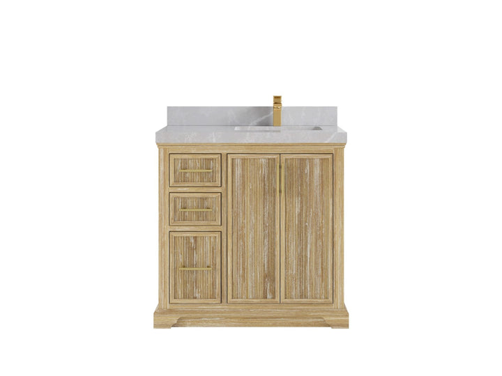 Alys Teak Wood 36 in. W x 22 in. D Right Offset Sink Bathroom Vanity - photo 18