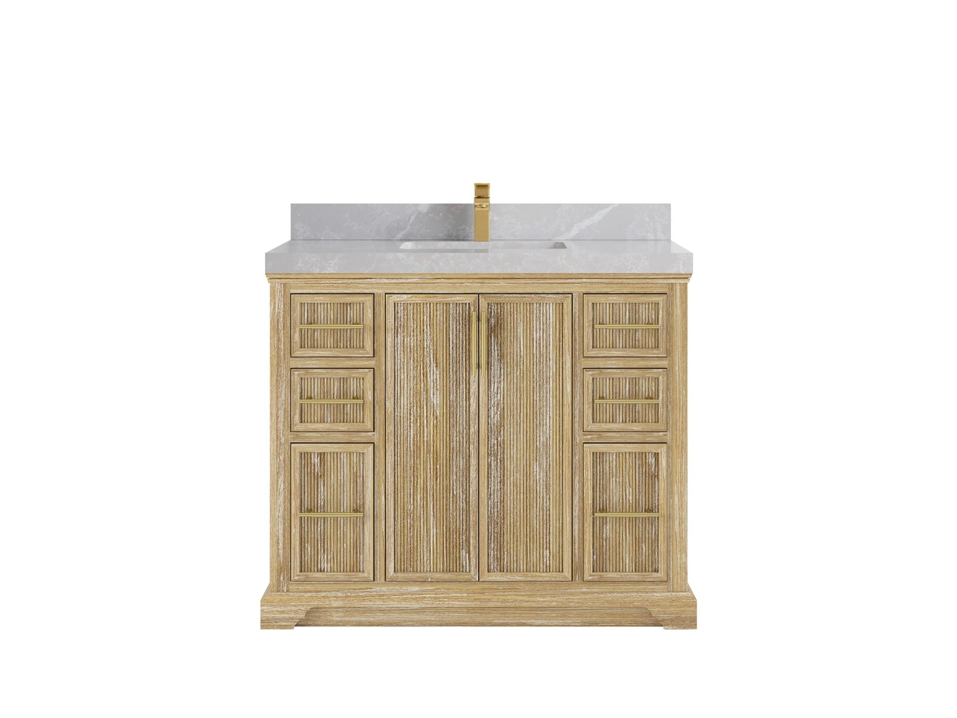 Alys Teak Wood 42 in. W x 22 in. D Single Sink Bathroom Vanity
