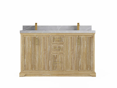Alys Teak Wood 60 in. W x 22 in. D Double Sink Bathroom Vanity