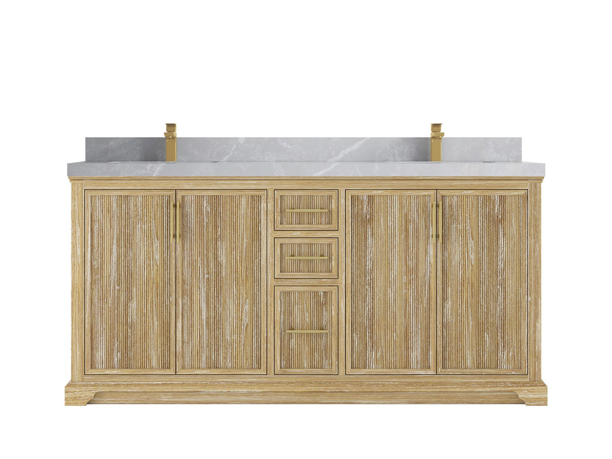 Alys Teak Wood 72 in. W x 22 in. D Double Sink Bathroom Vanity