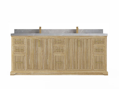 Alys Teak Wood 84 in. W x 22 in. D Double Sink Bathroom Vanity