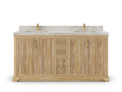 Alys Teak Wood 72 in. W x 22 in. D Double Sink Bathroom Vanity
