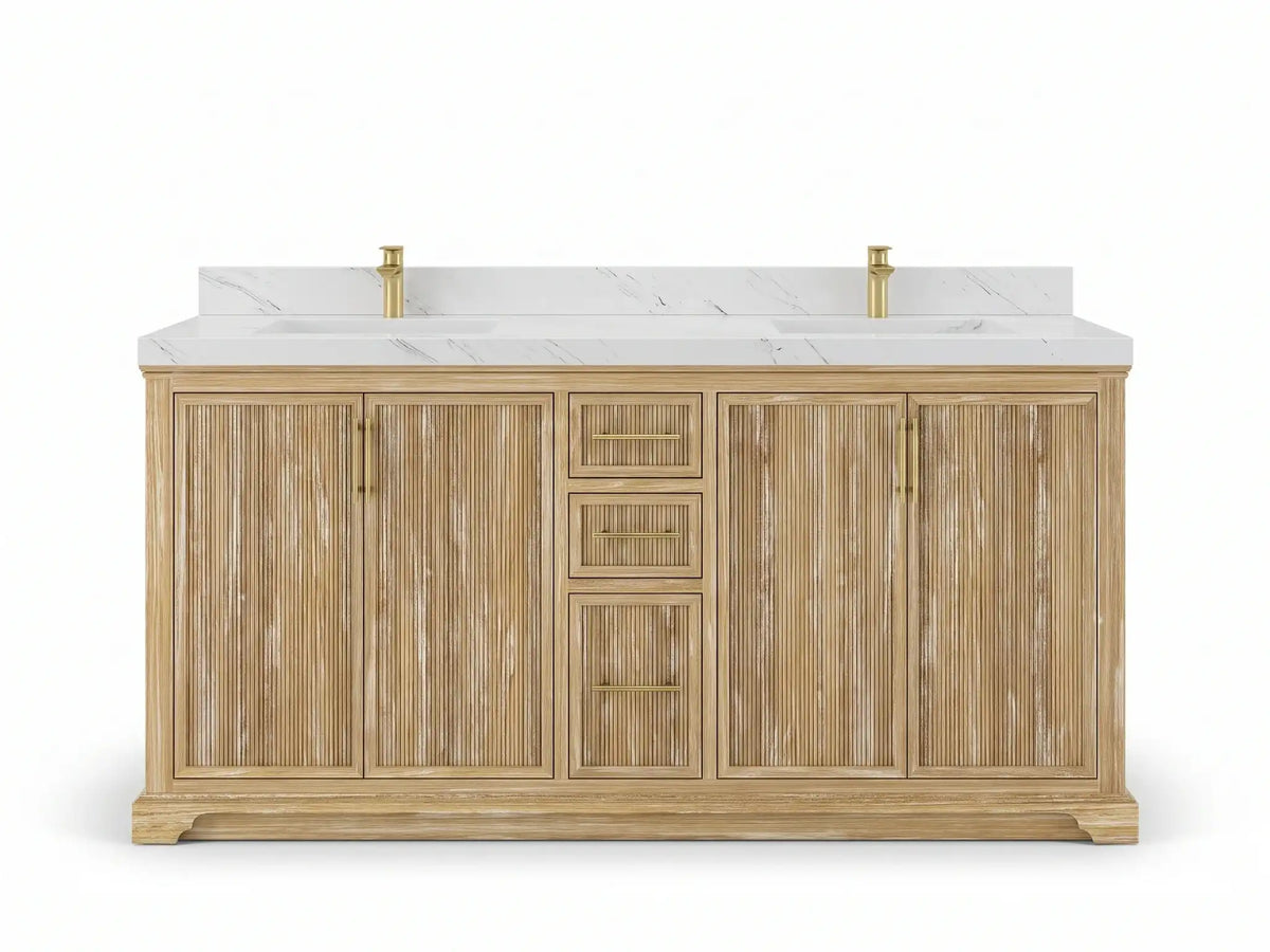 Alys Teak Wood 72 in. W x 22 in. D Double Sink Bathroom Vanity