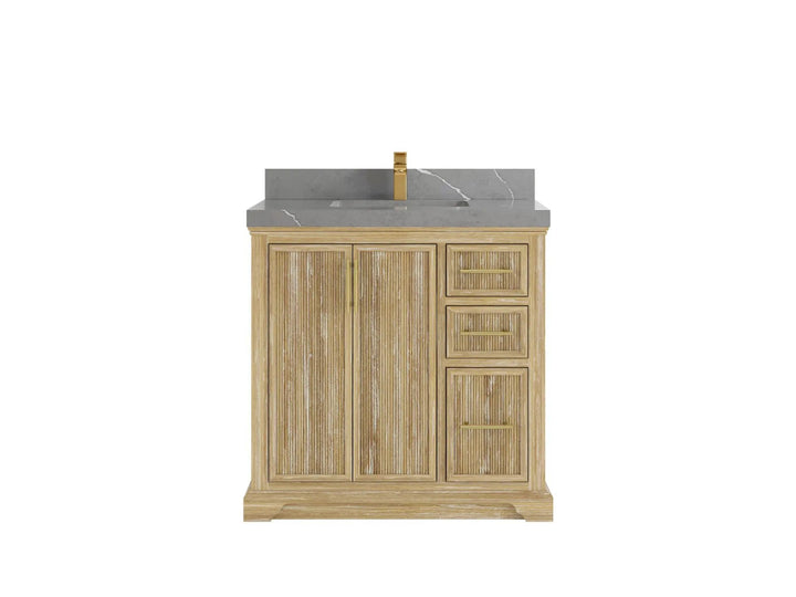 Alys Teak Wood 36 in. W x 22 in. D Center Sink Bathroom Vanity - photo 19