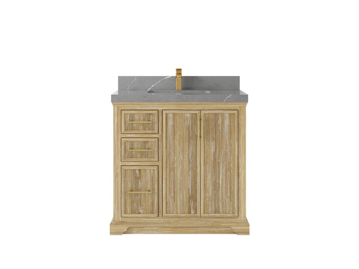 Alys Teak Wood 36 in. W x 22 in. D Center Sink Bathroom Vanity - photo 19