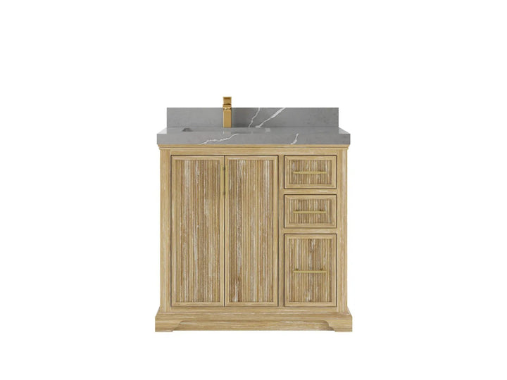 Alys Teak Wood 36 in. W x 22 in. D Left Offset Sink Bathroom Vanity - photo 19