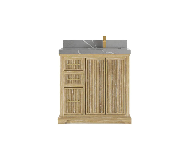 Alys Teak Wood 36 in. W x 22 in. D Right Offset Sink Bathroom Vanity - photo 19