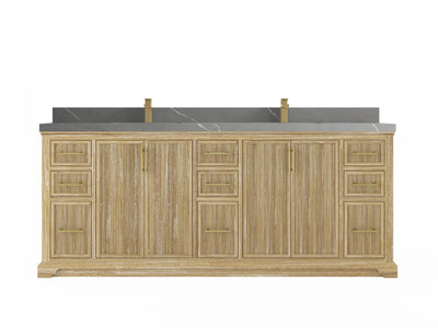 Alys Teak Wood 84 in. W x 22 in. D Double Sink Bathroom Vanity