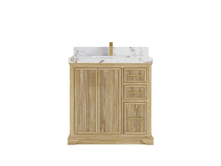 Alys Teak Wood 36 in. W x 22 in. D Center Sink Bathroom Vanity - photo 20