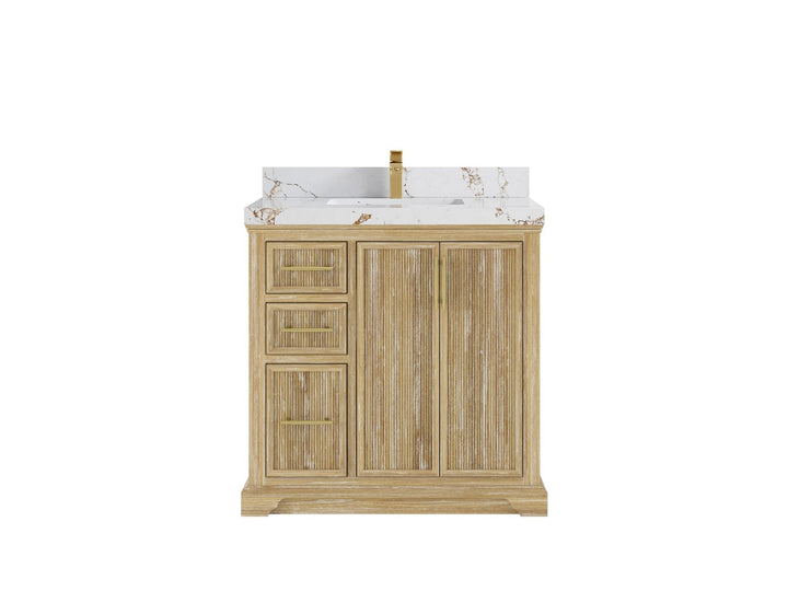 Alys Teak Wood 36 in. W x 22 in. D Center Sink Bathroom Vanity - photo 20