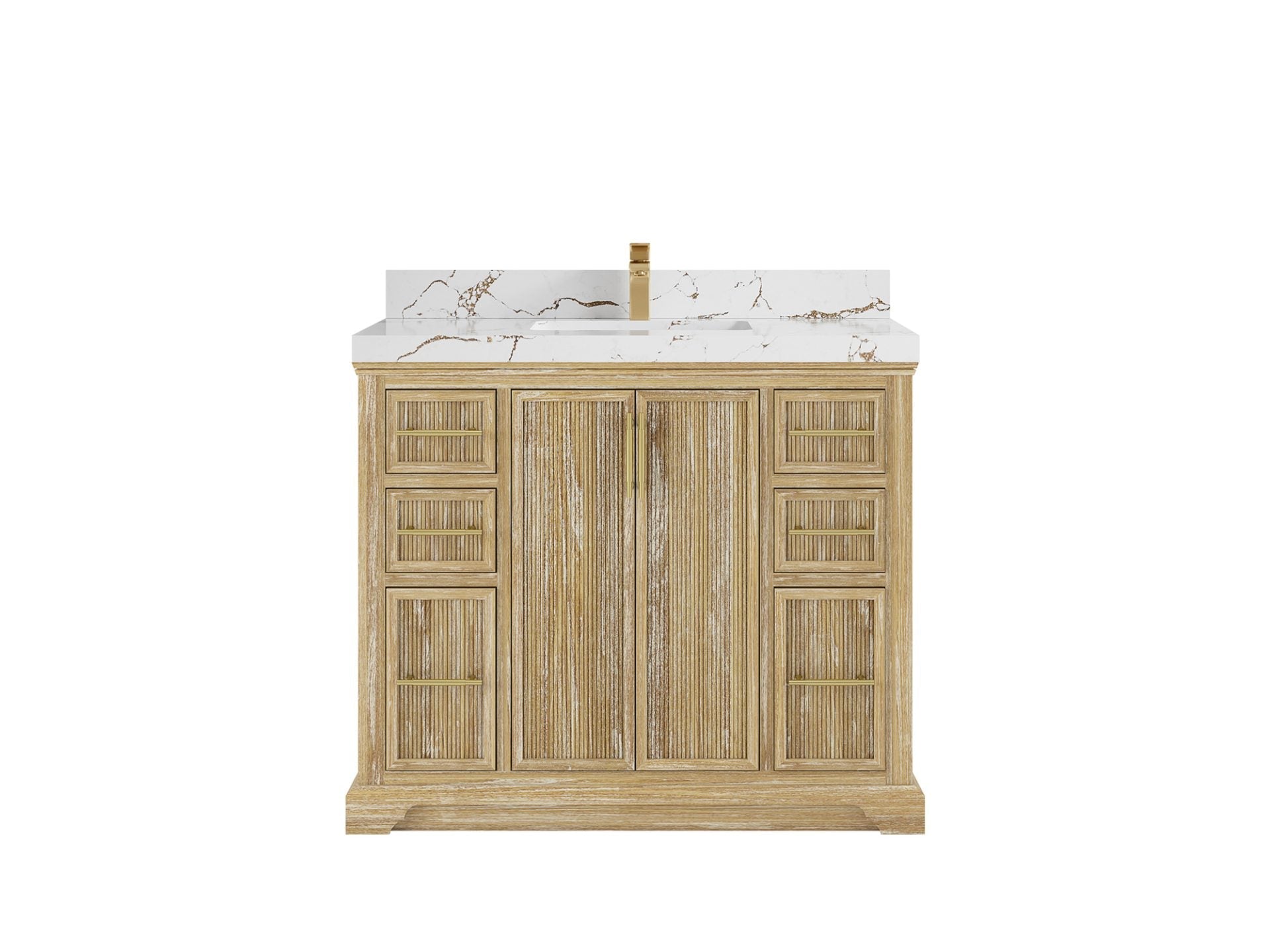 Alys Teak Wood 42 in. W x 22 in. D Single Sink Bathroom Vanity