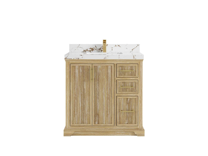 Alys Teak Wood 36 in. W x 22 in. D Center Sink Bathroom Vanity - photo 21