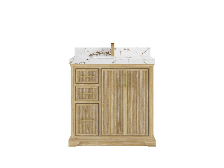 Alys Teak Wood 36 in. W x 22 in. D Center Sink Bathroom Vanity - photo 21