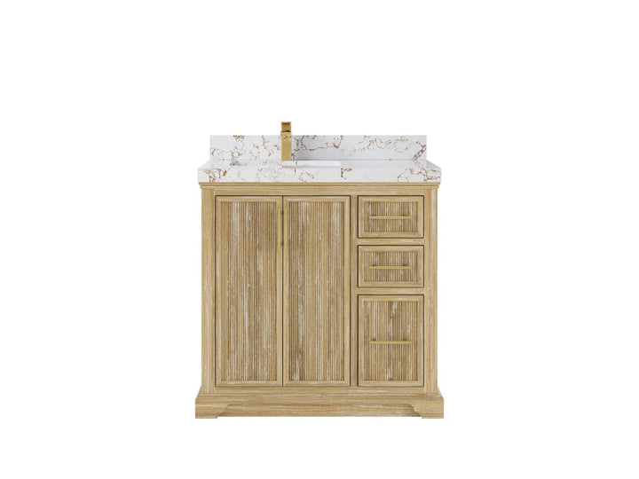 Alys Teak Wood 36 in. W x 22 in. D Left Offset Sink Bathroom Vanity - photo 21