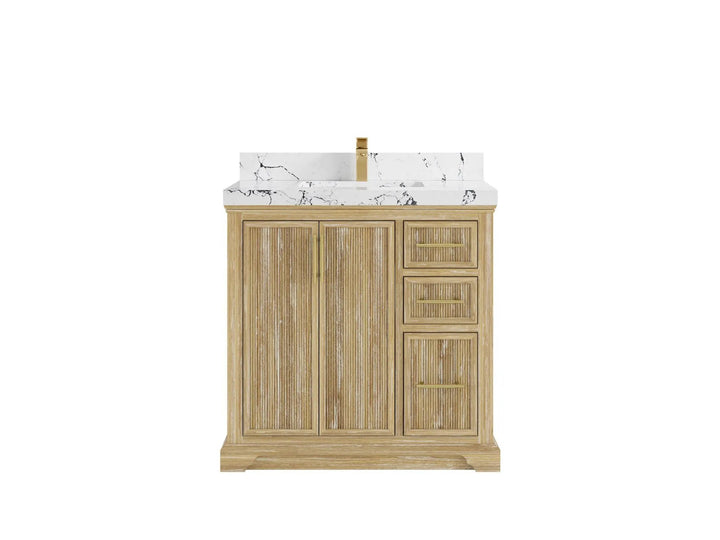 Alys Teak Wood 36 in. W x 22 in. D Center Sink Bathroom Vanity - photo 22
