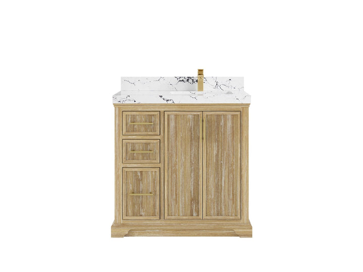 Alys Teak Wood 36 in. W x 22 in. D Right Offset Sink Bathroom Vanity - photo 21
