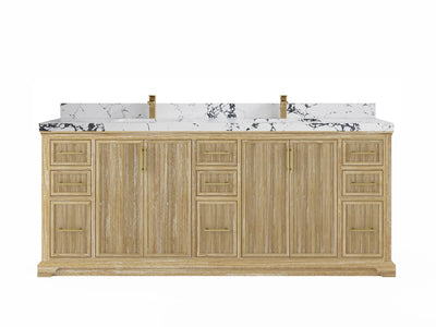 Alys Teak Wood 84 in. W x 22 in. D Double Sink Bathroom Vanity