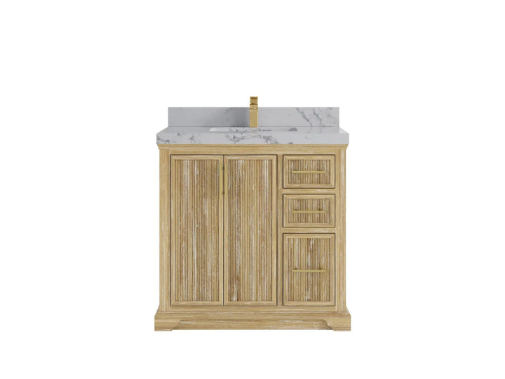 Alys Teak Wood 36 in. W x 22 in. D Center Sink Bathroom Vanity - photo 23