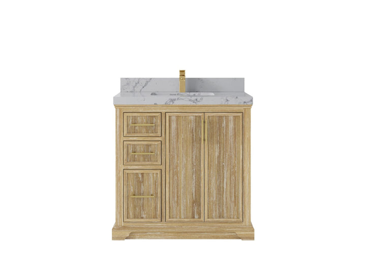 Alys Teak Wood 36 in. W x 22 in. D Center Sink Bathroom Vanity - photo 23