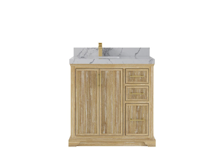 Alys Teak Wood 36 in. W x 22 in. D Left Offset Sink Bathroom Vanity - photo 23