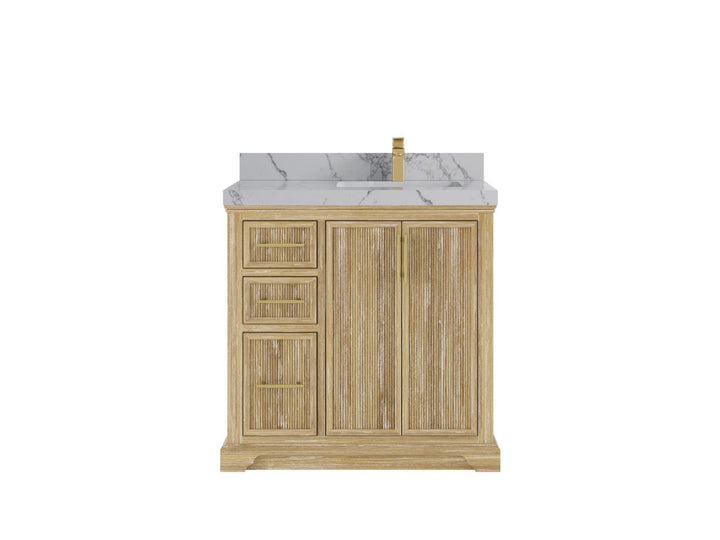 Alys Teak Wood 36 in. W x 22 in. D Right Offset Sink Bathroom Vanity - photo 22