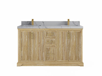 Alys Teak Wood 60 in. W x 22 in. D Double Sink Bathroom Vanity