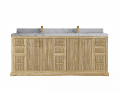 Alys Teak Wood 84 in. W x 22 in. D Double Sink Bathroom Vanity
