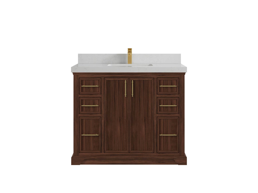 Alys Teak Wood 42 in. W x 22 in. D Single Sink Bathroom Vanity