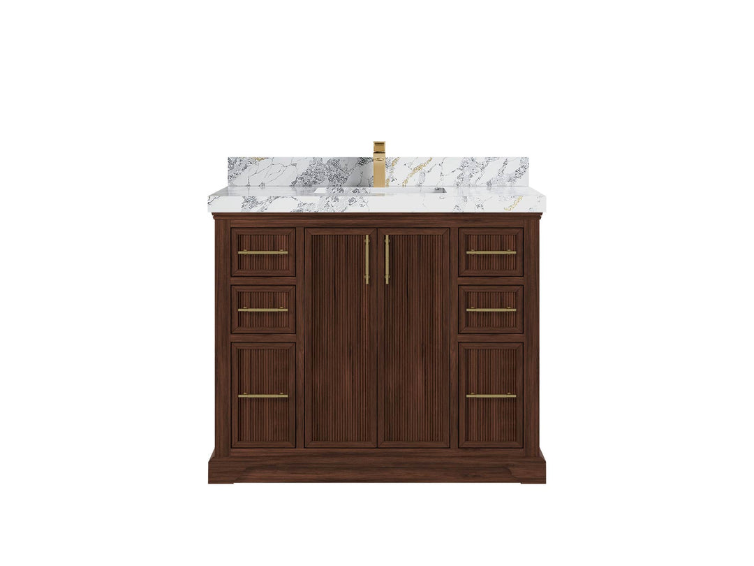 Alys Teak Wood 42 in. W x 22 in. D Single Sink Bathroom Vanity