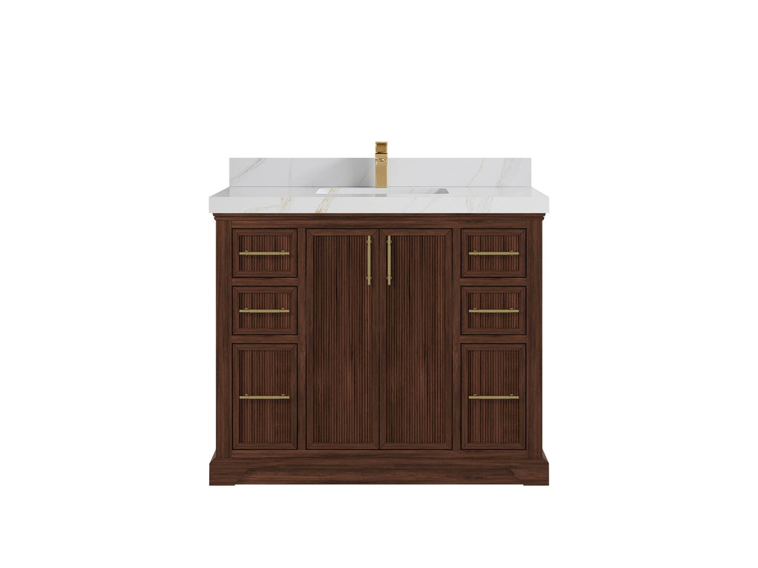 Alys Teak Wood 42 in. W x 22 in. D Single Sink Bathroom Vanity