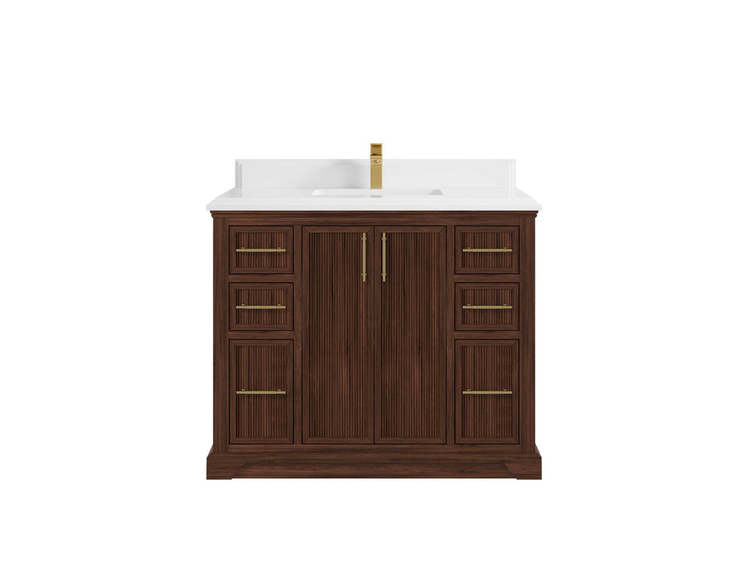 Alys Teak Wood 42 in. W x 22 in. D Single Sink Bathroom Vanity