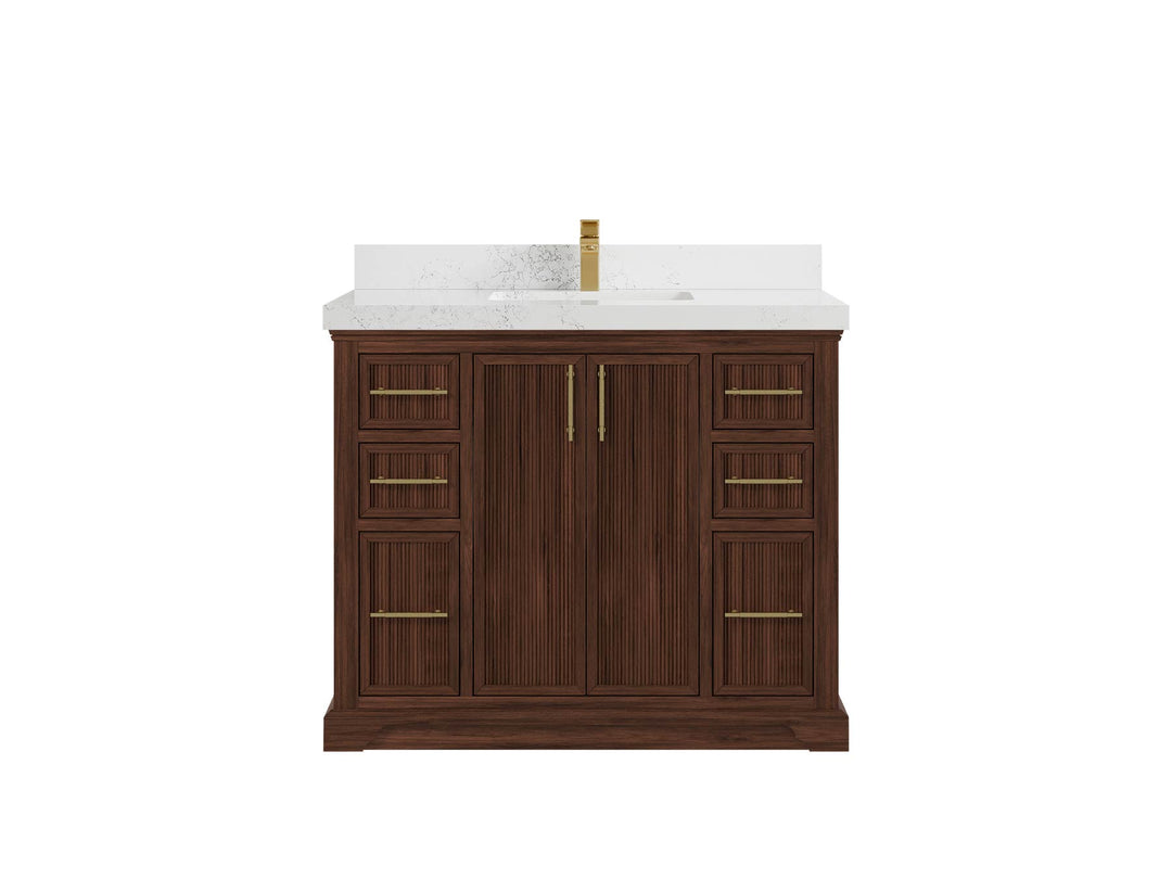 Alys Teak Wood 42 in. W x 22 in. D Single Sink Bathroom Vanity