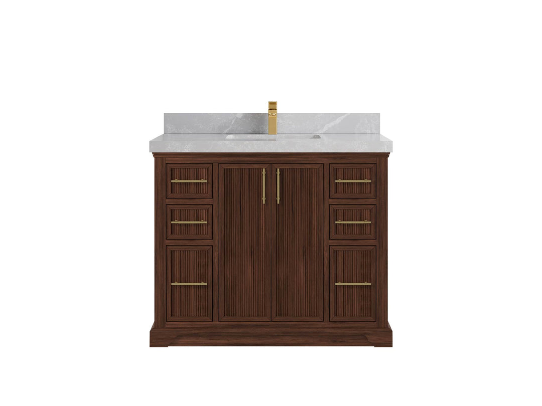 Alys Teak Wood 42 in. W x 22 in. D Single Sink Bathroom Vanity