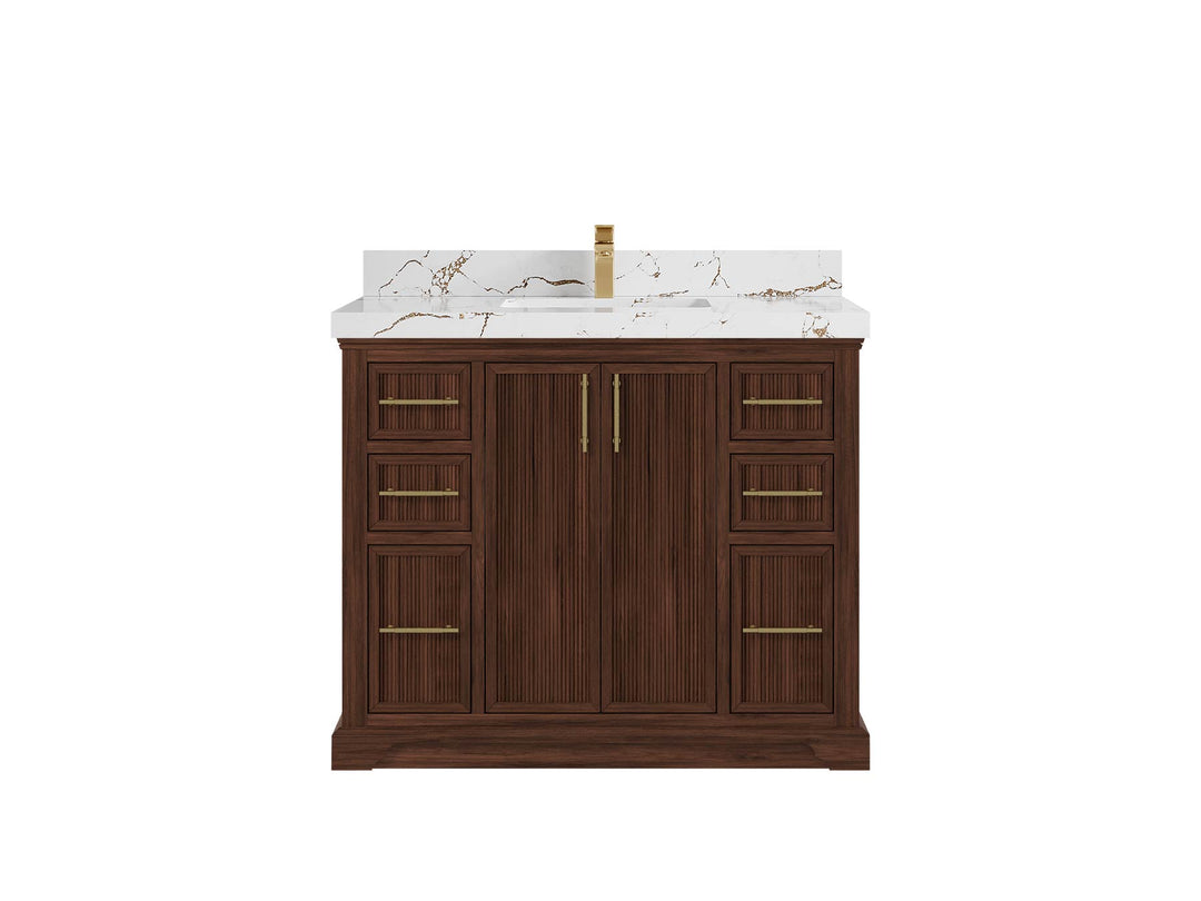 Alys Teak Wood 42 in. W x 22 in. D Single Sink Bathroom Vanity