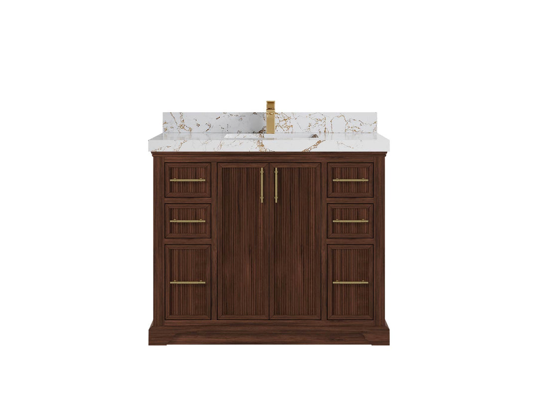 Alys Teak Wood 42 in. W x 22 in. D Single Sink Bathroom Vanity