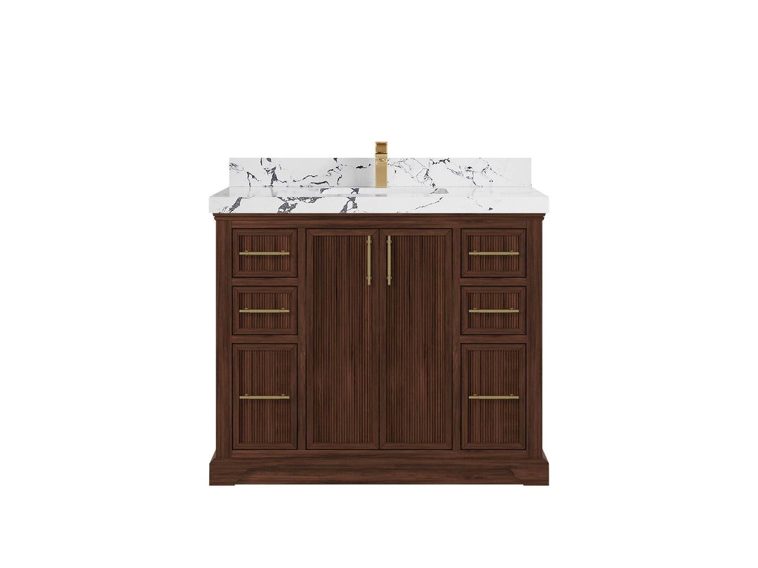 Alys Teak Wood 42 in. W x 22 in. D Single Sink Bathroom Vanity