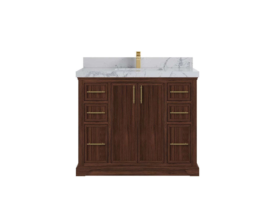 Alys Teak Wood 42 in. W x 22 in. D Single Sink Bathroom Vanity