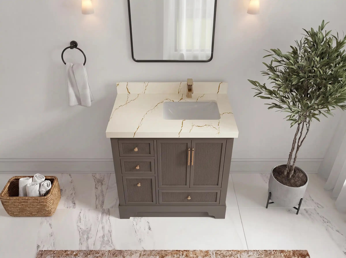 Alys 36 in. W x 22 in. D Right Offset Sink Bathroom Vanity