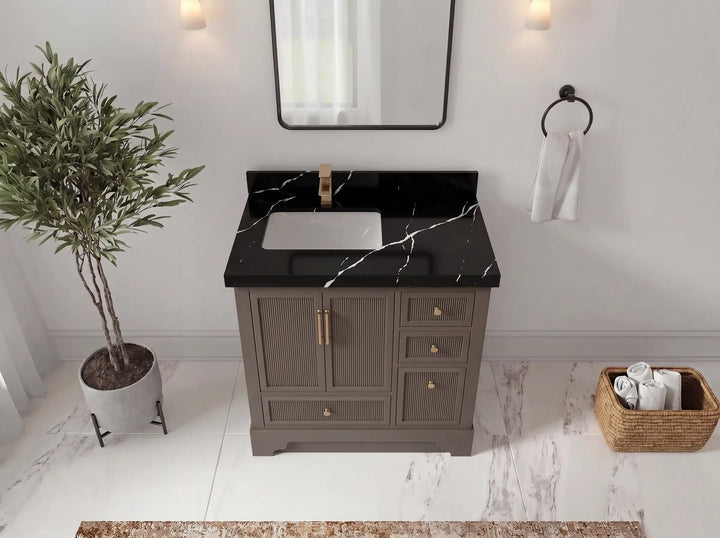 Alys 36 in. W x 22 in. D Left Offset Sink Bathroom Vanity - photo 17
