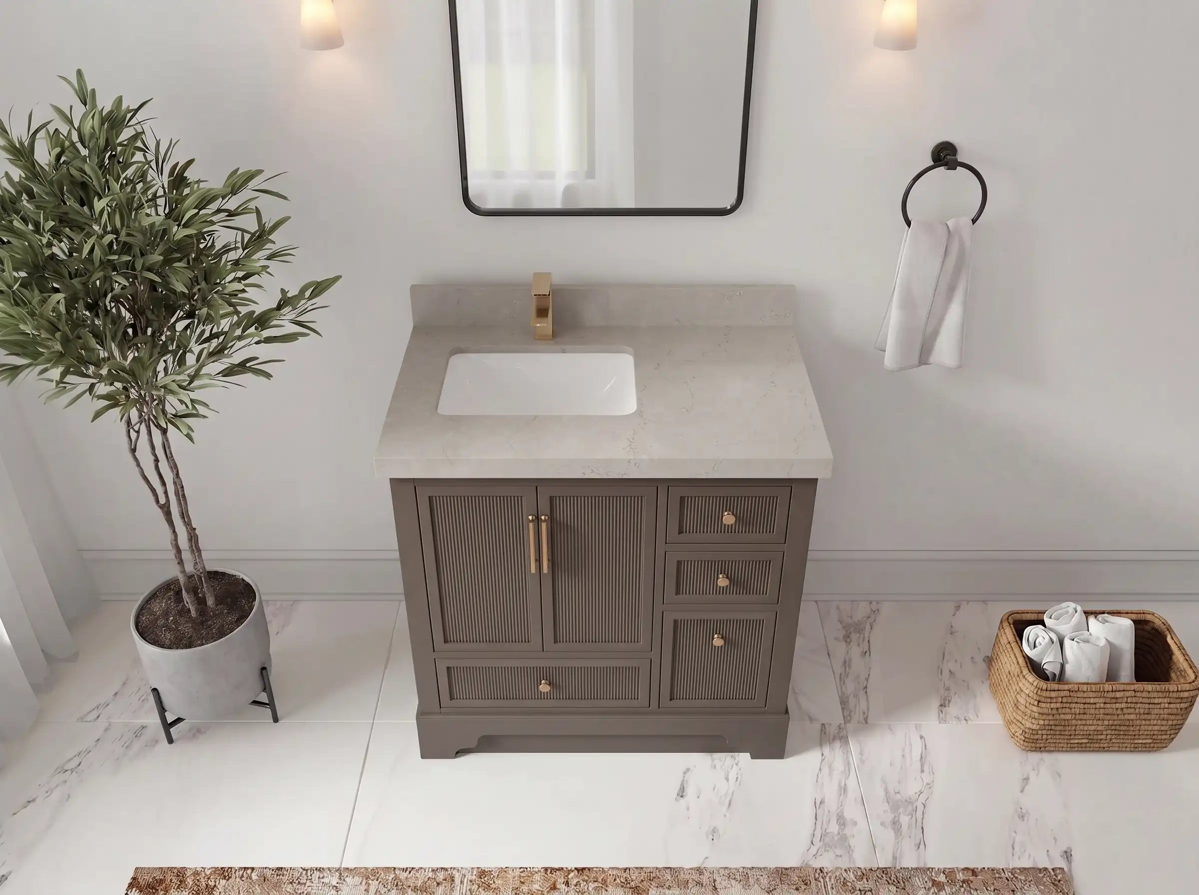 Alys 36 in. W x 22 in. D Left Offset Sink Bathroom Vanity