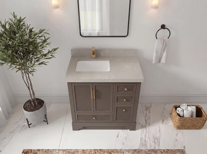 Alys 36 in. W x 22 in. D Left Offset Sink Bathroom Vanity - photo 6