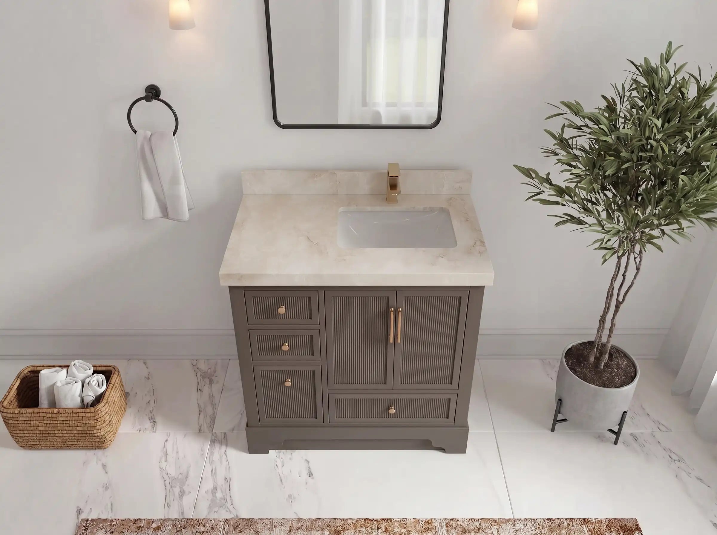 Alys 36 in. W x 22 in. D Right Offset Sink Bathroom Vanity