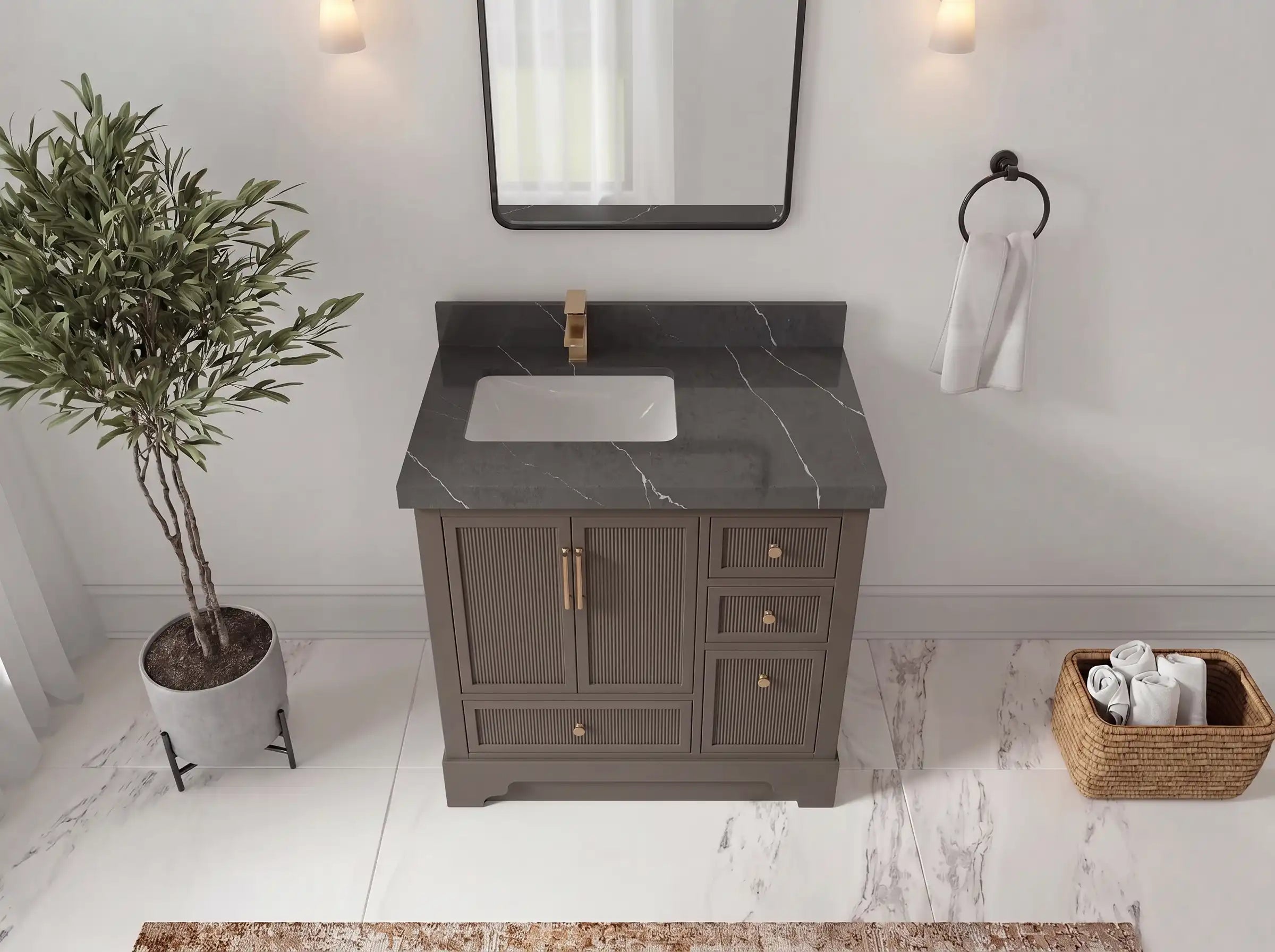 Alys 36 in. W x 22 in. D Left Offset Sink Bathroom Vanity