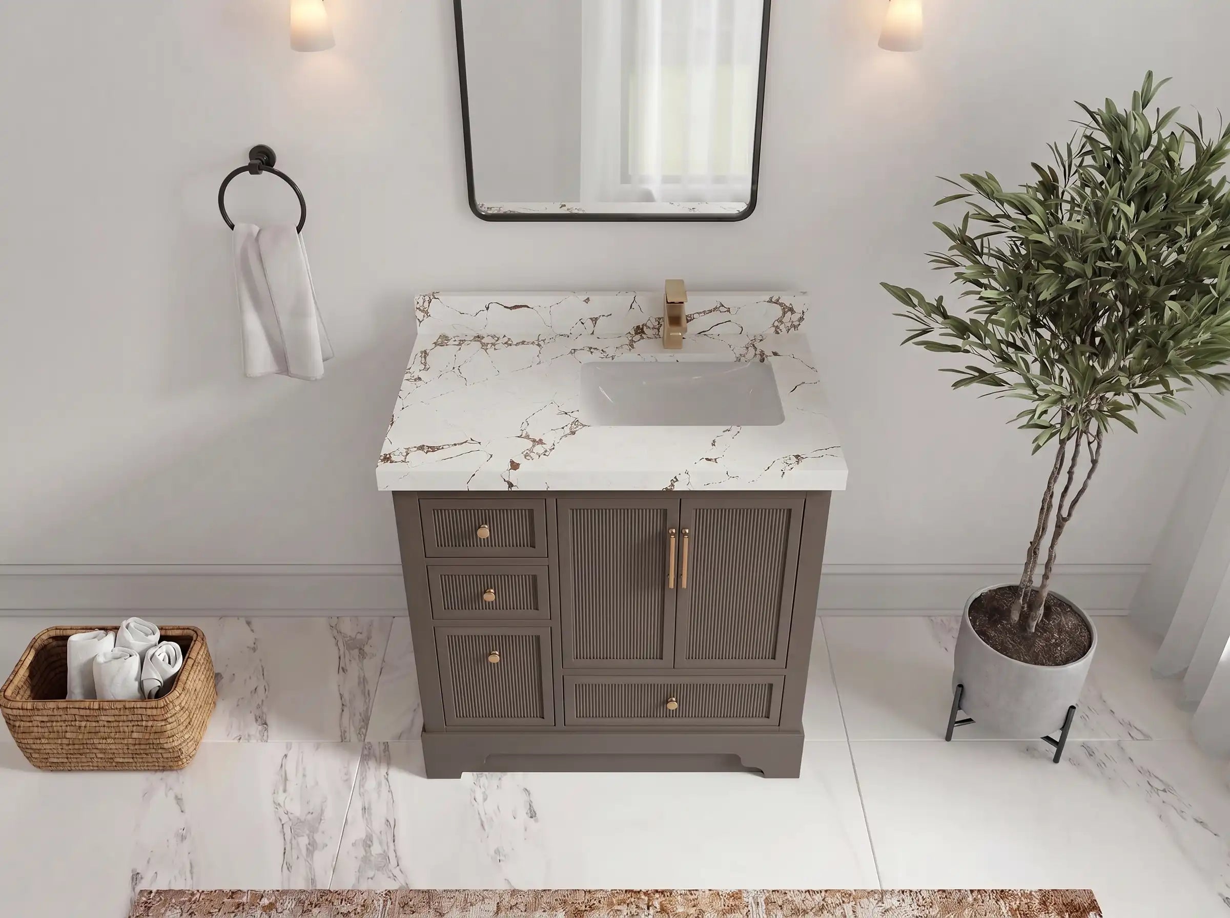 Alys 36 in. W x 22 in. D Right Offset Sink Bathroom Vanity
