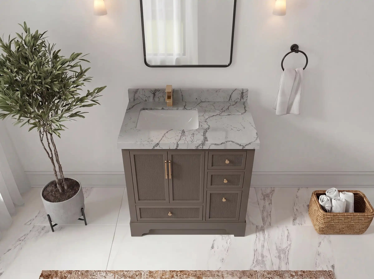 Alys 36 in. W x 22 in. D Left Offset Sink Bathroom Vanity