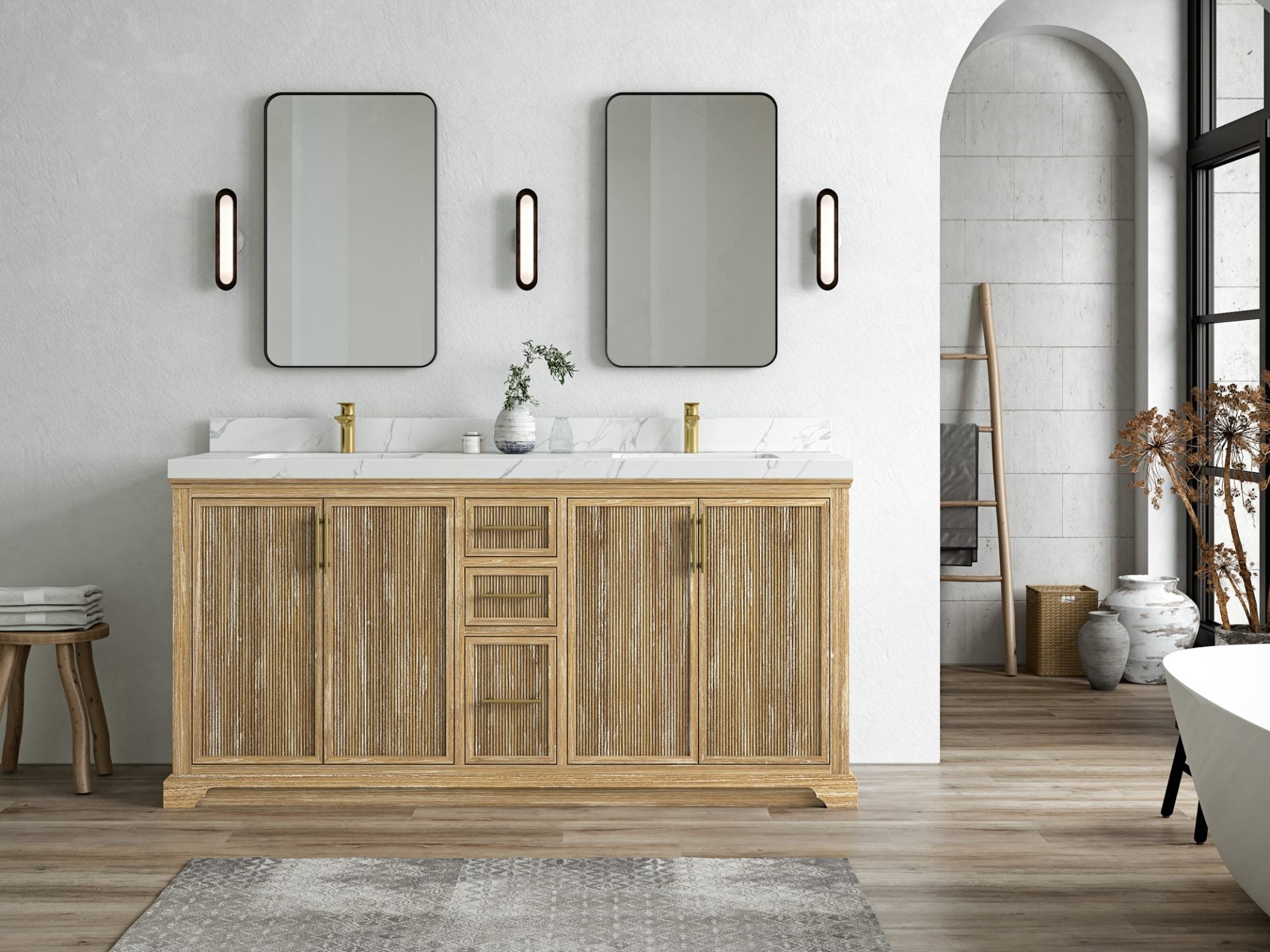 Alys Teak Wood 72 in. W x 22 in. D Double Sink Bathroom Vanity